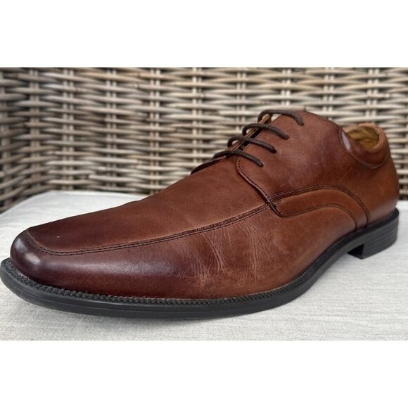 Florsheim Men's Size 10.5 D Forum Moc Toe Oxford Cognac Brown Lace Up - Picture 2 of 10